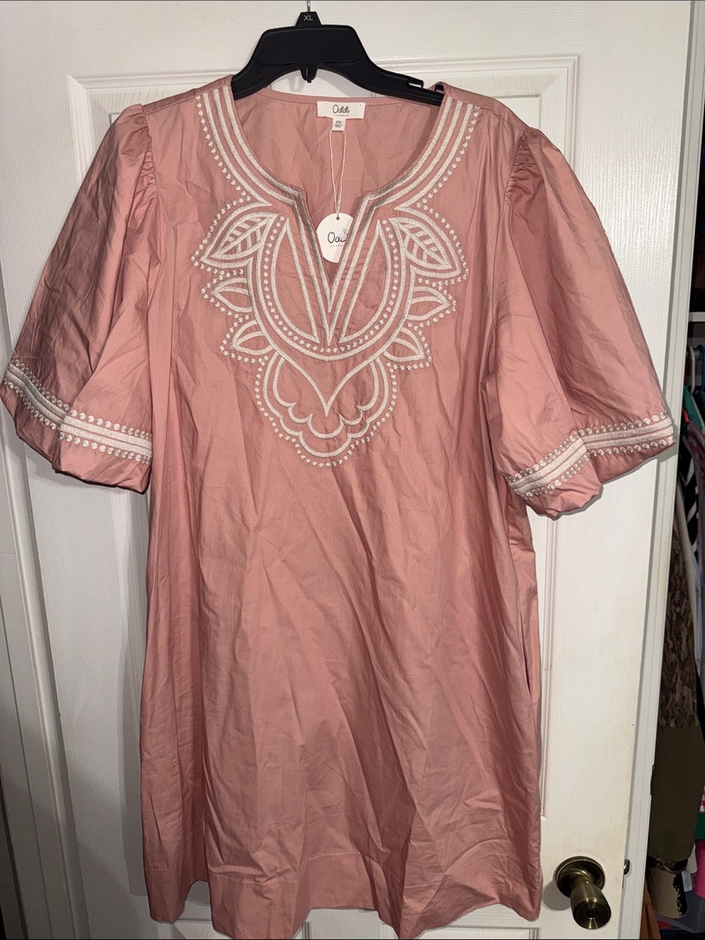 Oddi Pink Embroidered Mini Dress